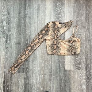 Nasty Gal Women's Tan and Black Snake Top 4